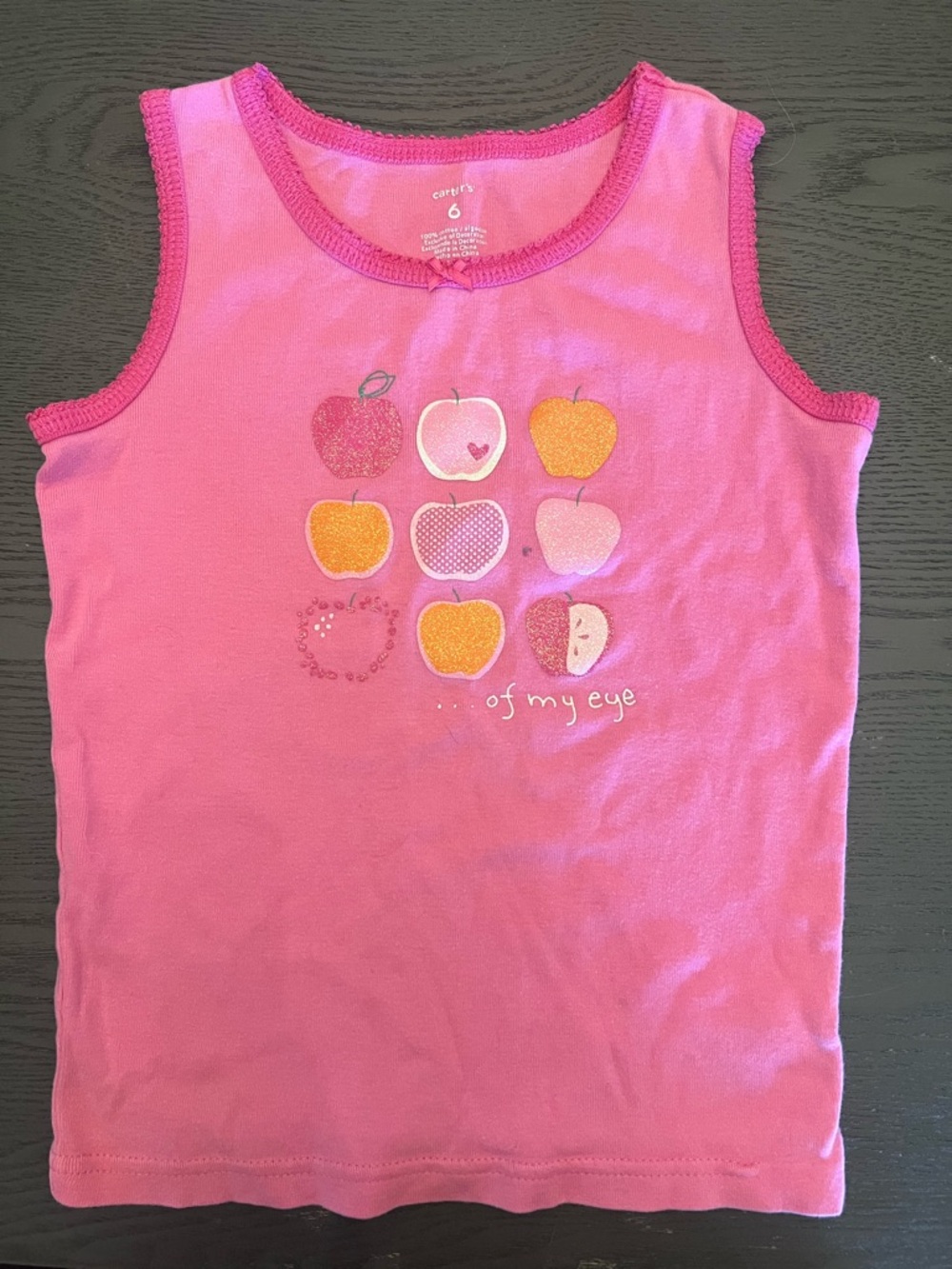 Carter's Pink Girls' Apple Graphic Tank Top - Apple of my Eye